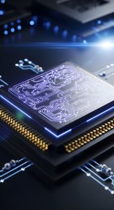 High-Tech CPU Chip Wallpaper HD 4K - Aesthetic Futuristic Tech Background