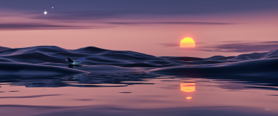 Futuristic Alien Planet Sunset Wallpaper HD 4K Aesthetic Sci-Fi Art