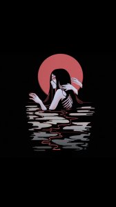 Dark Aesthetic Anime Girl Wallpaper HD 4K - Gothic Moon & Water Art