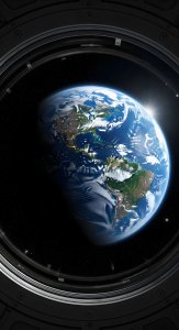 Cinematic Earth from Space Porthole Wallpaper HD 4K Aesthetic