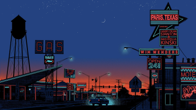 Paris, Texas Movie Aesthetic Neon Wallpaper HD 4K Cinematic Art