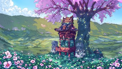 Aesthetic Anime Landscape Wallpaper HD 4K - Mellow Dreams Cherry Blossom