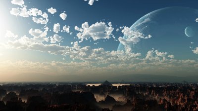 Epic Sci-Fi Alien Planet Landscape Wallpaper 4K HD Aesthetic