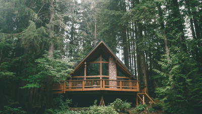 Cozy A-Frame Cabin in the Woods Wallpaper HD 4K Aesthetic Nature