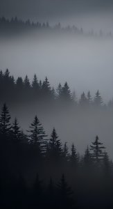 Foggy Forest Wallpaper HD 4K - Moody Pine Tree Aesthetic for Mobile