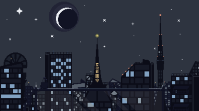 Cool Pixel Art Night City Wallpaper HD 4K Aesthetic Cityscape