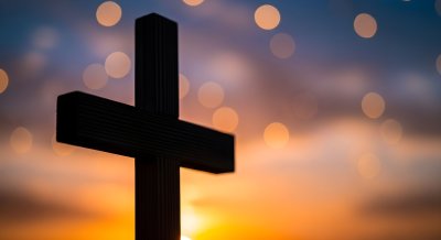 Beautiful Christian Cross Sunset Wallpaper HD 4K, Aesthetic Spiritual Background