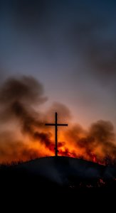 Dramatic Cross on Fire Aesthetic Wallpaper HD 4K for Mobile