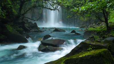 Beautiful Tropical Waterfall Nature Wallpaper HD 4K Aesthetic Landscape