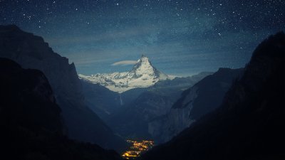 Matterhorn Mountain Starry Night Wallpaper HD 4K Aesthetic Landscape