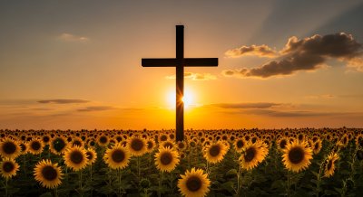 Cross Sunflower Sunset Wallpaper HD 4K Aesthetic Spiritual Background