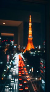 Aesthetic Tokyo Tower Night City Bokeh Wallpaper HD 4K for Mobile