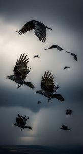 Moody Raven Flight Wallpaper HD 4K - Aesthetic Dark Sky Background