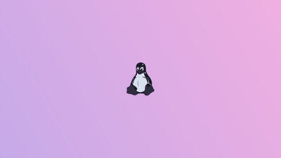 Minimalist Linux Tux Penguin Wallpaper HD 4K Aesthetic Purple Gradient