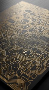 Cool Aesthetic Gold Circuit Board Technology Wallpaper HD 4K for Mobile