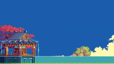 Cool Aesthetic Pixel Art Japanese Beach Bar Desktop Wallpaper HD 4K