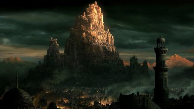 Epic Fantasy Ancient City Wallpaper HD 4K - Majestic Mountain Citadel