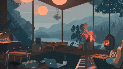 Cozy Lo-Fi Aesthetic Room Wallpaper HD 4K - Chill Rainy Night Vibes