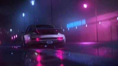 Aesthetic Neon Porsche 911 Wallpaper HD 4K - Cool Cyberpunk Car Background