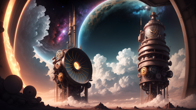Steampunk Cosmic Clockwork Wallpaper HD 4K - Aesthetic Sci-Fi Art