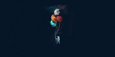 Cool Astronaut Space Balloons Wallpaper HD 4K Aesthetic Minimalist