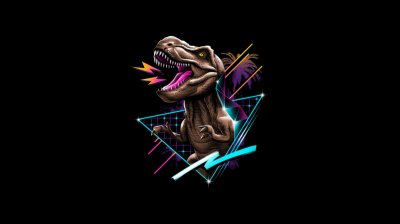 Cool Retro 80s Synthwave T-Rex Dinosaur Wallpaper HD 4K Aesthetic