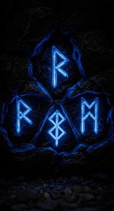 Glowing Blue Norse Runes Aesthetic Wallpaper HD 4K for Mobile
