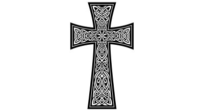 Aesthetic Celtic Cross Wallpaper HD 4K - Intricate Black and White Art