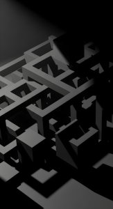 Dark 3D Geometric Maze Wallpaper HD 4K - Minimalist Aesthetic Background