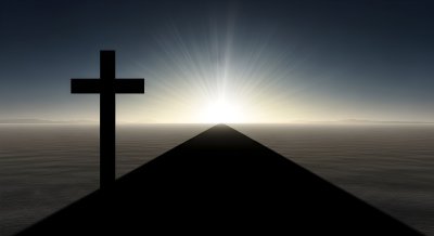 Cross Silhouette at Sunrise Wallpaper HD 4K - Spiritual Faith Aesthetic