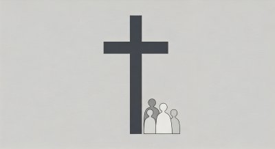 Christian Cross with Family Silhouette Aesthetic Wallpaper HD 4K