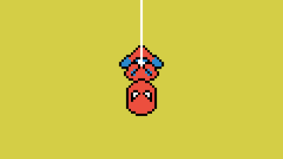 Pixel Art Spider-Man Hanging Aesthetic Wallpaper HD 4K for Desktop