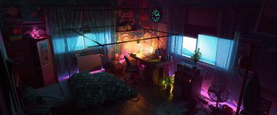 Aesthetic Lofi Space Bedroom Wallpaper HD 4K - Retro Gamer Room