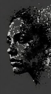 Aesthetic Black and White Woman Portrait Wallpaper HD 4K Ink Splatter Art
