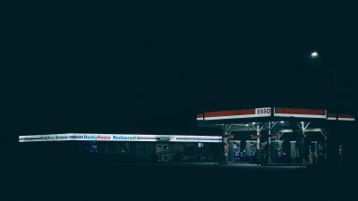 Cinematic Night Gas Station Wallpaper HD 4K Aesthetic Urban View