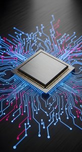 Futuristic CPU Microchip Technology Wallpaper HD 4K Tech Aesthetic