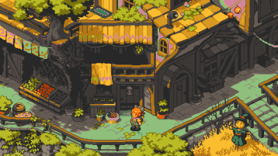 Aesthetic Pixel Art Fantasy Village Scene Wallpaper HD 4K