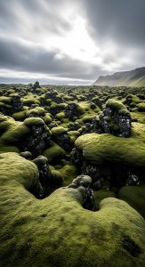 Icelandic Moss Lava Field Aesthetic Wallpaper HD 4K - Green Nature Landscape