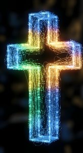 Glowing Fiber Optic Cross Wallpaper HD 4K - Aesthetic Spiritual Background