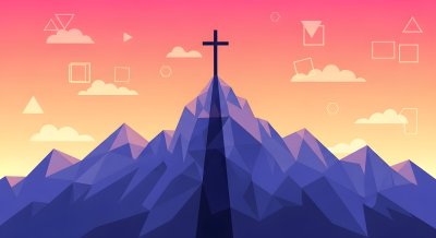 Aesthetic Low Poly Mountain Cross Wallpaper HD 4K for Desktop