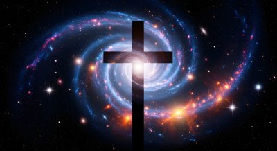 Aesthetic Cross Galaxy Wallpaper HD 4K - Cosmic Spiritual Background
