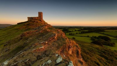 Historic Brentor Church Hilltop Sunset Wallpaper HD 4K Aesthetic