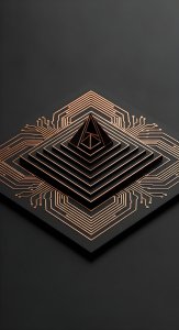 Futuristic Copper Circuit Pyramid Wallpaper HD 4K Aesthetic Tech Art