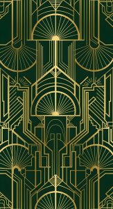 Elegant Art Deco Wallpaper HD 4K - Aesthetic Gold and Green Pattern