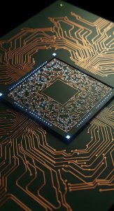 Futuristic CPU Circuit Board Wallpaper HD 4K - Aesthetic Tech Background