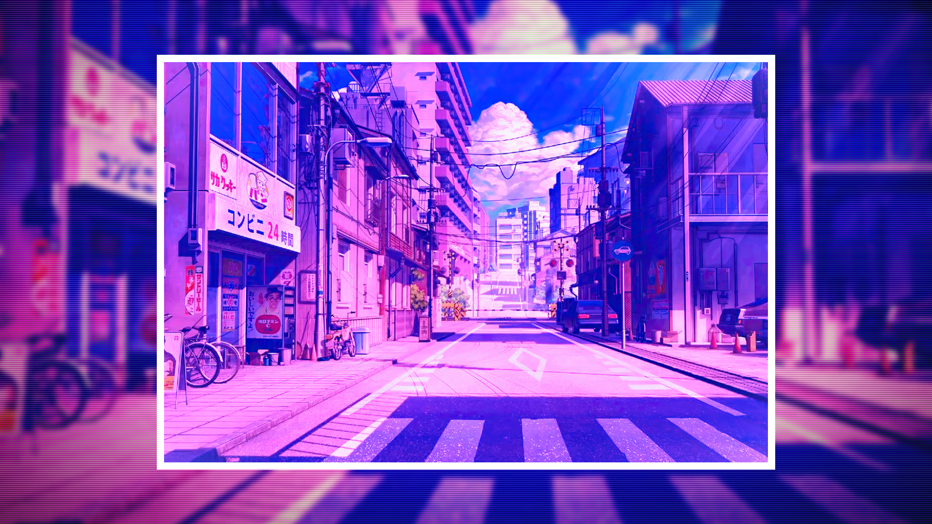 Aesthetic Anime Japan Street Wallpaper HD 4K - Purple Vaporwave Cityscape