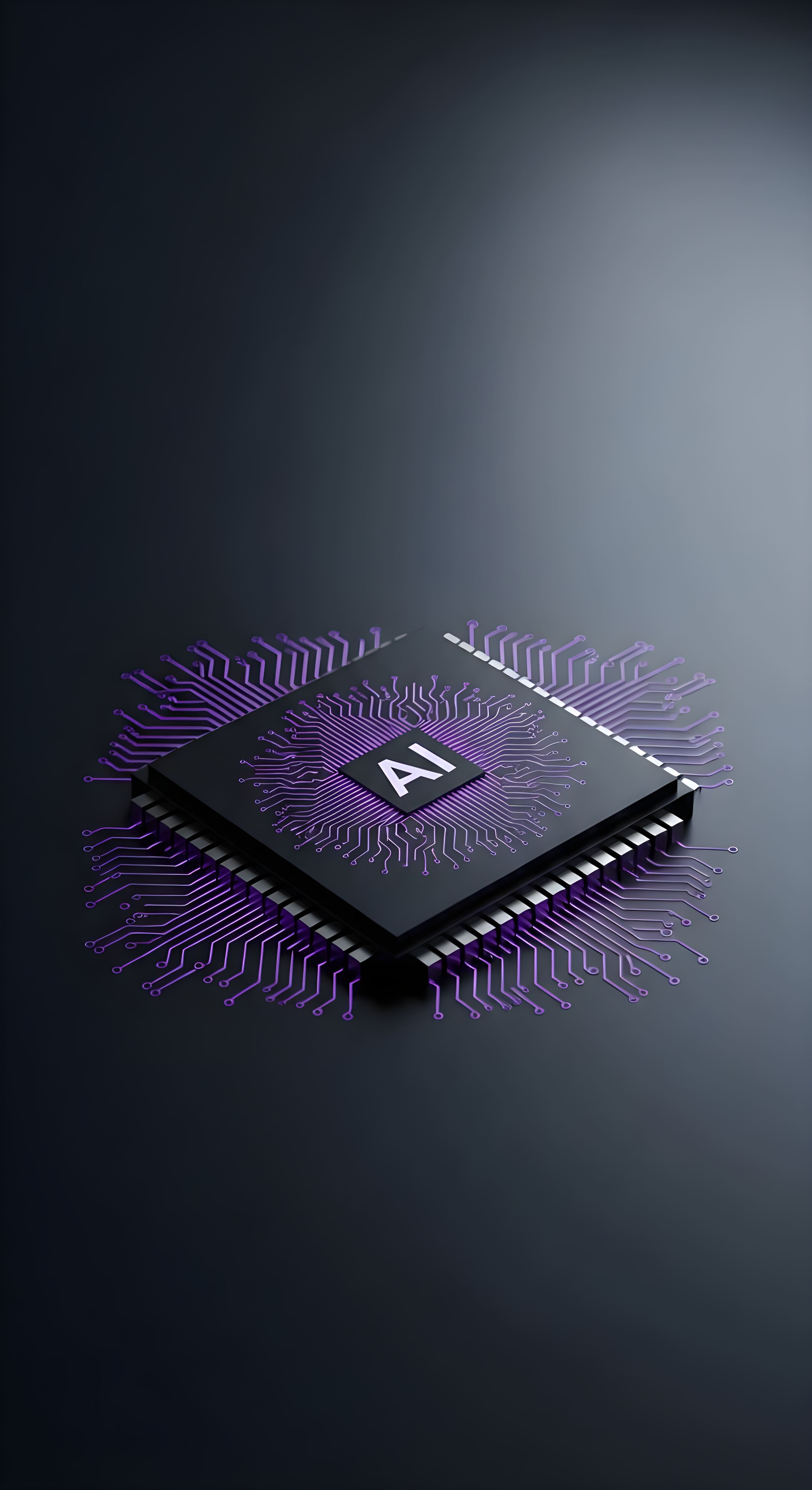 Cool AI Chip Technology Wallpaper HD 4K - Aesthetic Futuristic CPU Design