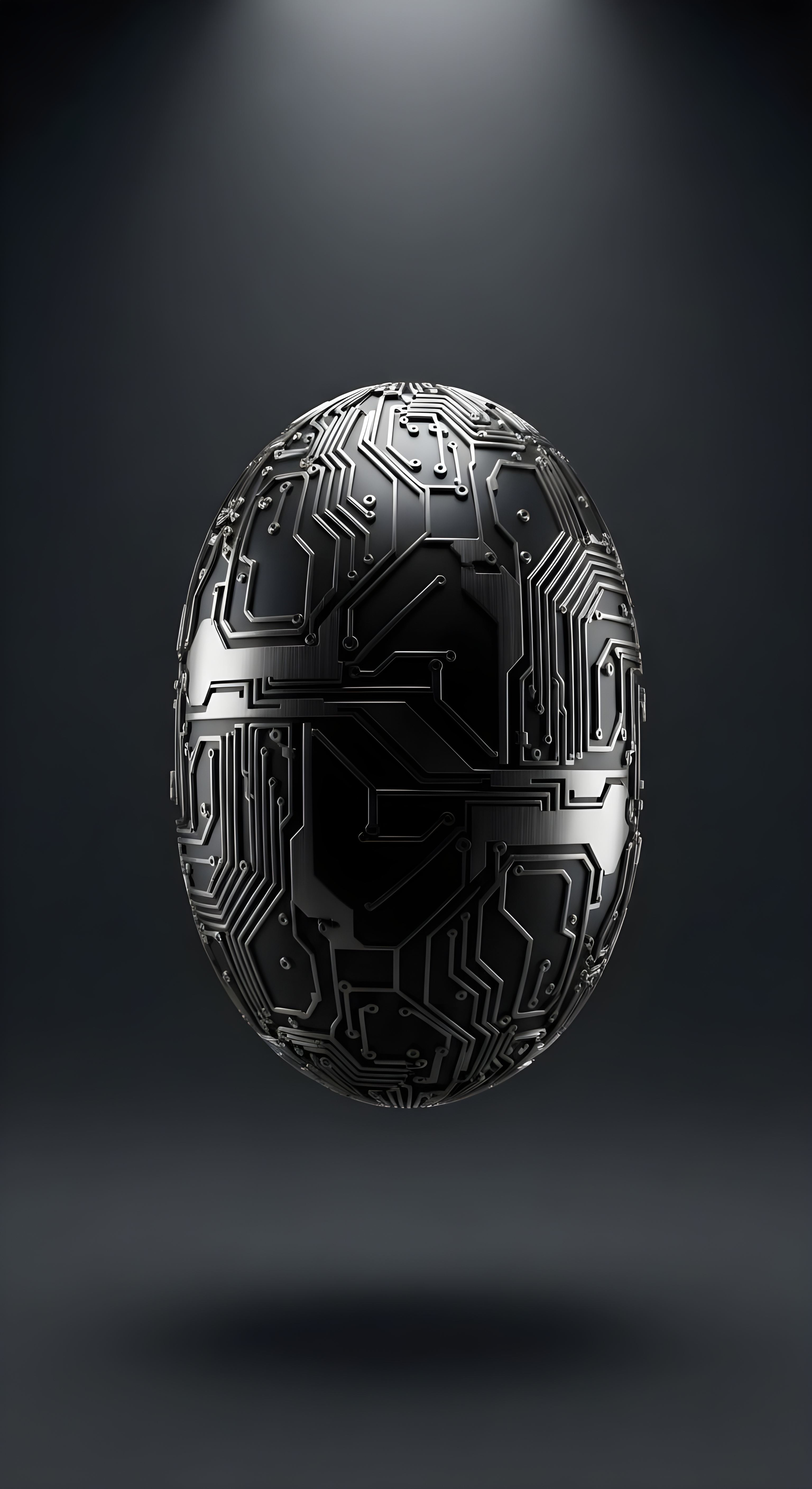 Futuristic Cyber Egg Circuit Board Wallpaper HD 4K Aesthetic