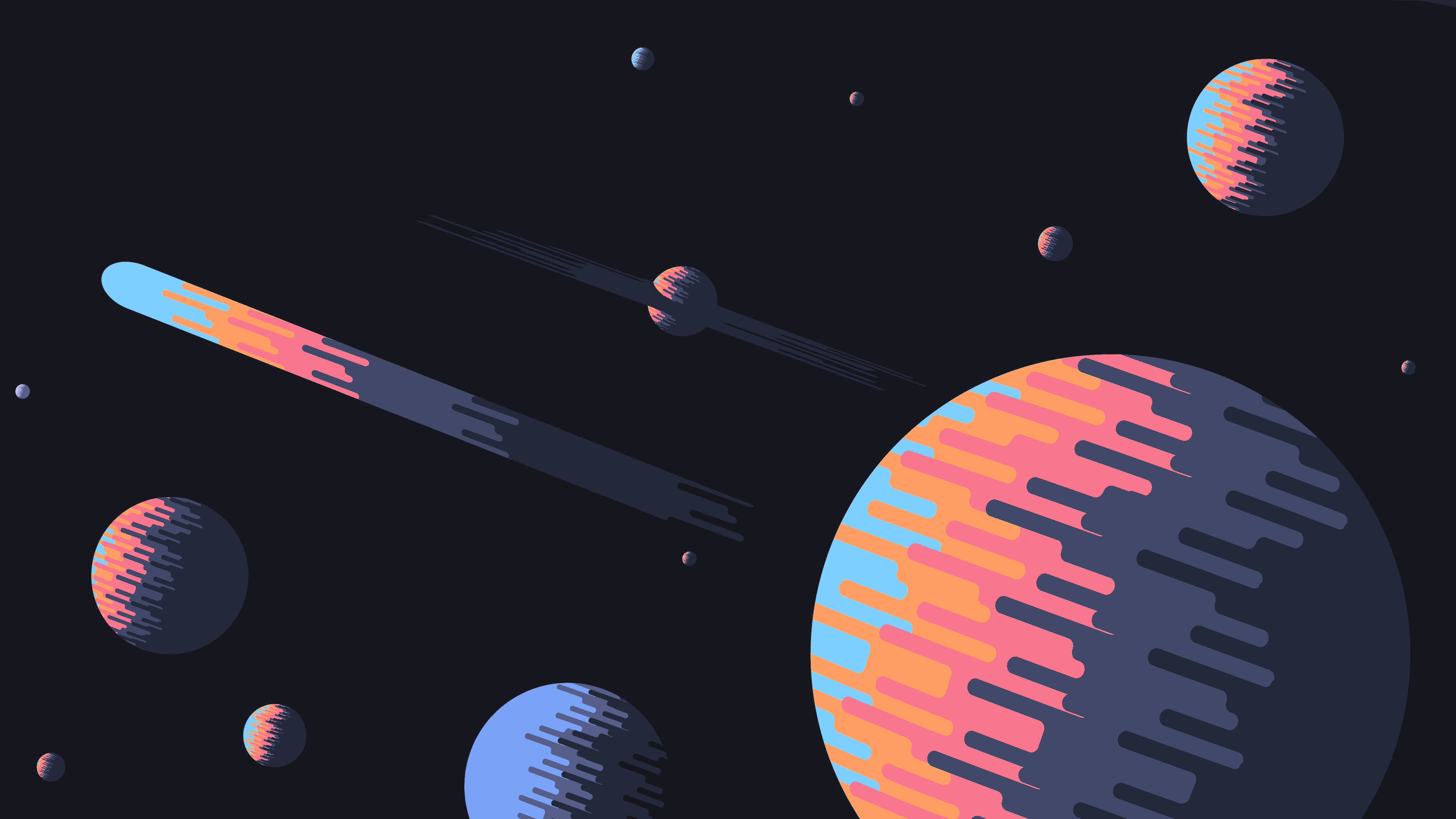 Aesthetic Minimalist Space Wallpaper HD 4K - Vector Planets and Galaxy Art