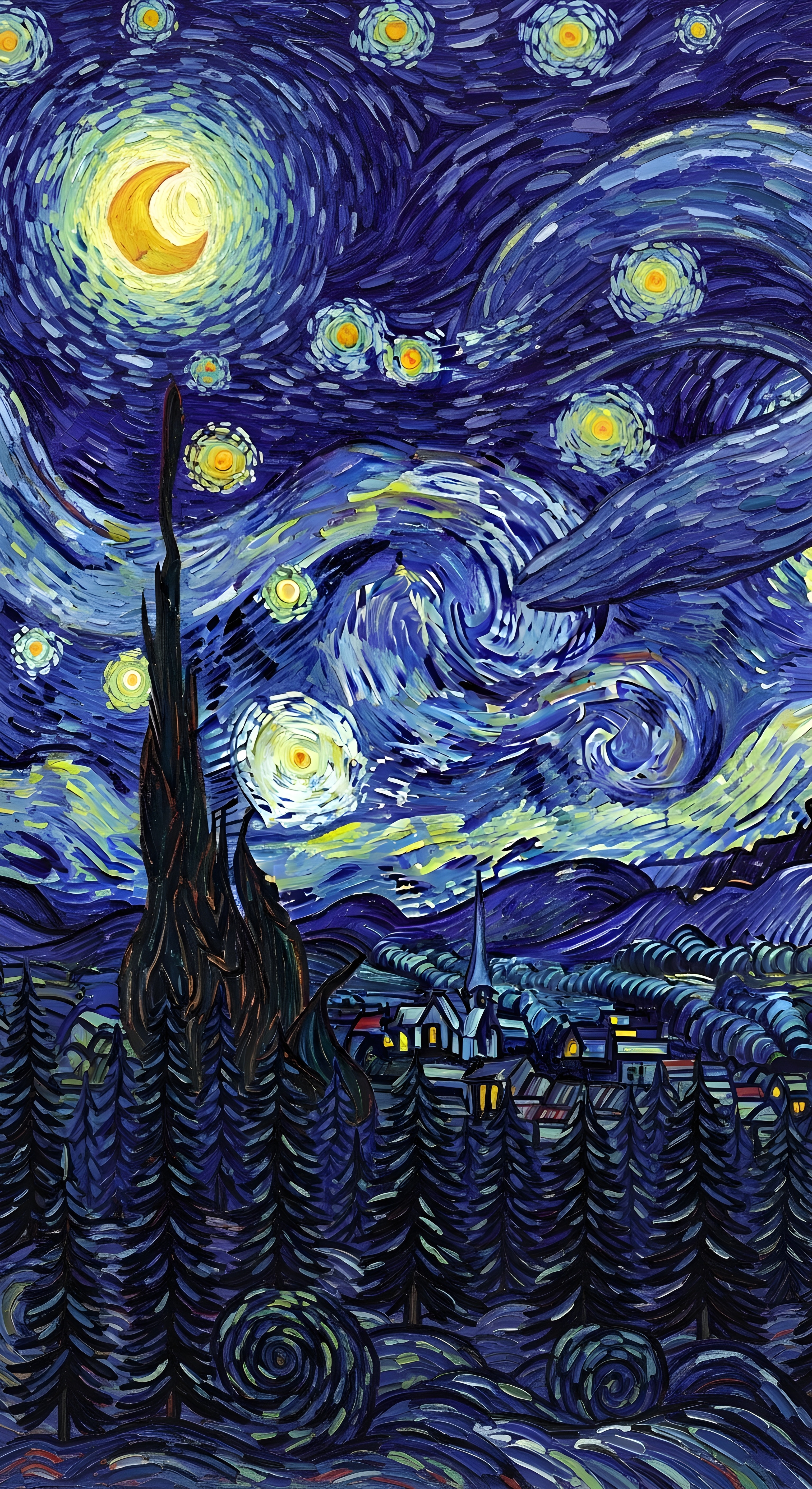 Aesthetic Van Gogh Inspired Starry Night Art Wallpaper HD 4K